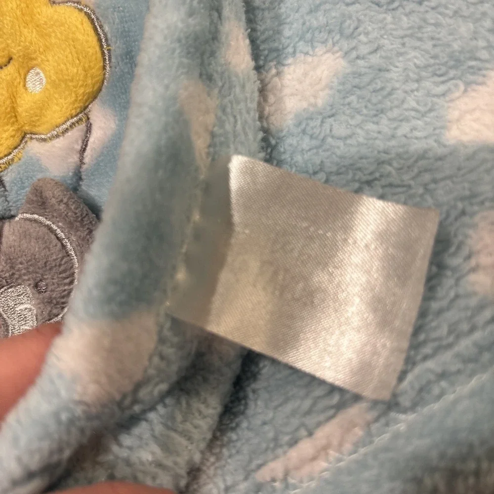 Le Bebe‎ Favorite Clouds & Elephant Baby Blanket Blue Gray Yellow White lovey
